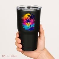 Palm Sunset Ocean Summer Beach Hawaiian Tumbler thumb 2