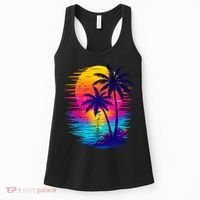 Palm Sunset Ocean Summer Beach Hawaiian Women's Tank Top thumb 0