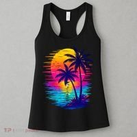Palm Sunset Ocean Summer Beach Hawaiian Women's Tank Top thumb 3