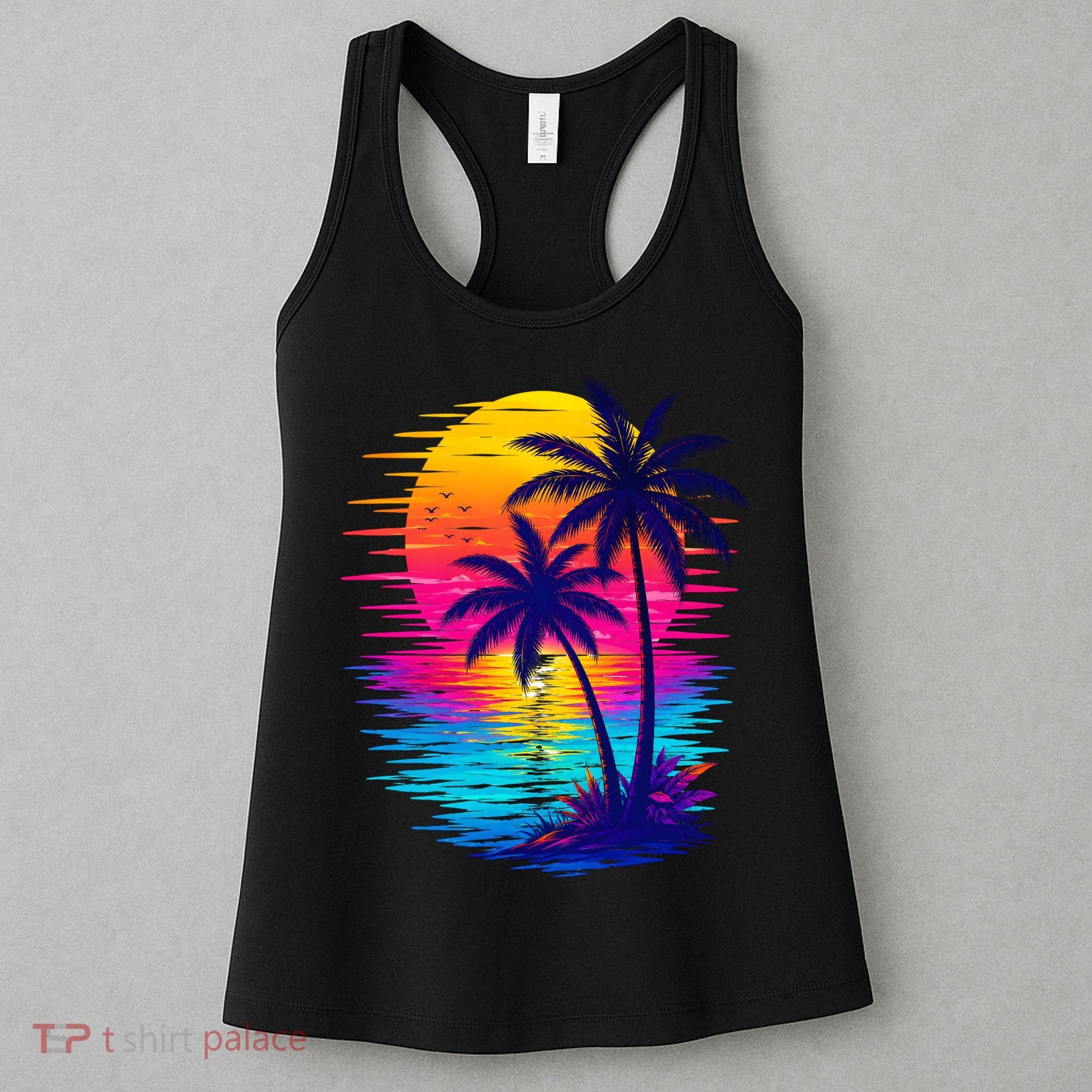 Palm Sunset Ocean Summer Beach Hawaiian Women's Tank Top