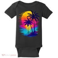 Palm Sunset Ocean Summer Beach Hawaiian Baby Bodysuit thumb 0