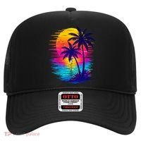 Palm Sunset Ocean Summer Beach Hawaiian Hat thumb 0