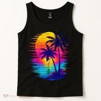 Palm Sunset Ocean Summer Beach Hawaiian Tank Top thumb 2
