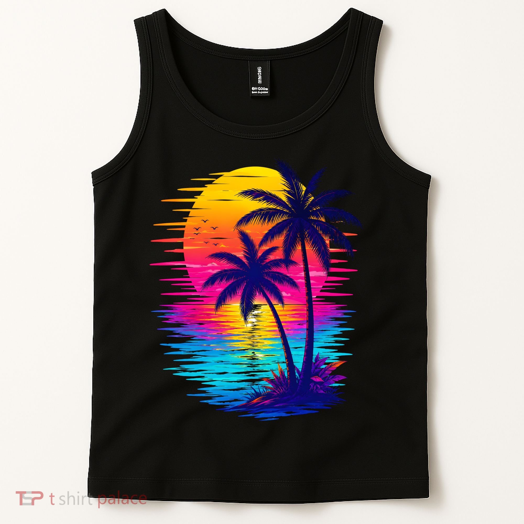 Palm Sunset Ocean Summer Beach Hawaiian Tank Top