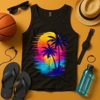 Palm Sunset Ocean Summer Beach Hawaiian Tank Top thumb 4