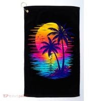 Palm Sunset Ocean Summer Beach Hawaiian Golf Towel thumb 0
