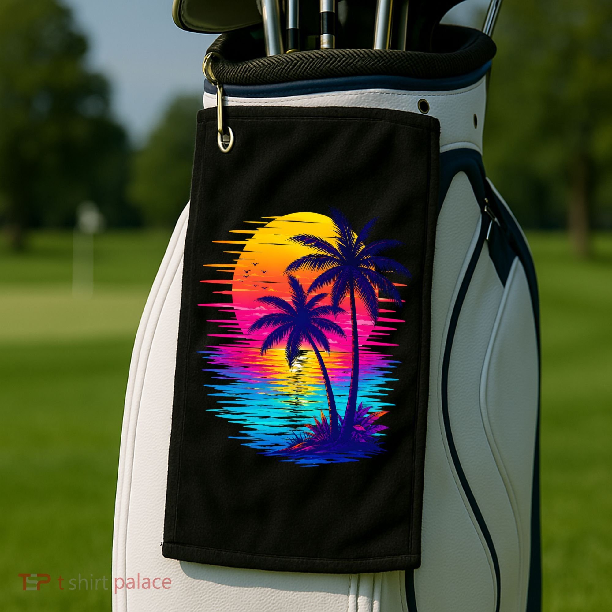Palm Sunset Ocean Summer Beach Hawaiian Golf Towel