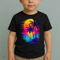 Palm Sunset Ocean Summer Beach Hawaiian Toddler T-Shirt thumb 2