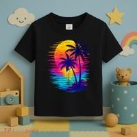 Palm Sunset Ocean Summer Beach Hawaiian Toddler T-Shirt thumb 3