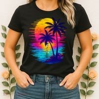 Palm Sunset Ocean Summer Beach Hawaiian Women's T-Shirt thumb 2