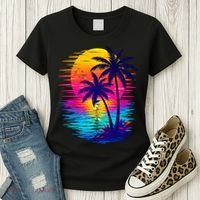 Palm Sunset Ocean Summer Beach Hawaiian Women's T-Shirt thumb 3