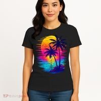 Palm Sunset Ocean Summer Beach Hawaiian Women's T-Shirt thumb 4