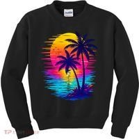 Palm Sunset Ocean Summer Beach Hawaiian Kids Sweatshirt thumb 0