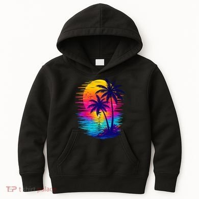 Palm Sunset Ocean Summer Beach Hawaiian Kids Hoodie