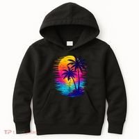 Palm Sunset Ocean Summer Beach Hawaiian Kids Hoodie thumb 0
