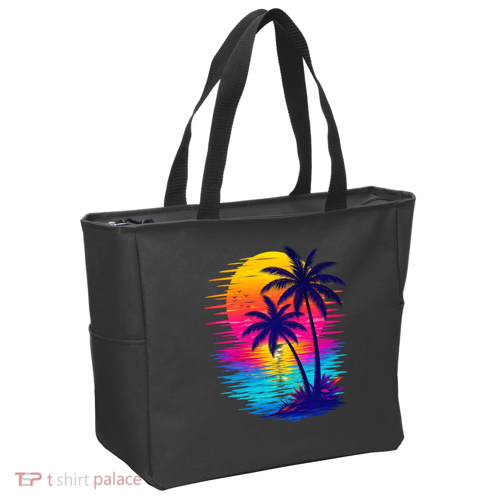 Palm Sunset Ocean Summer Beach Hawaiian Tote Bag