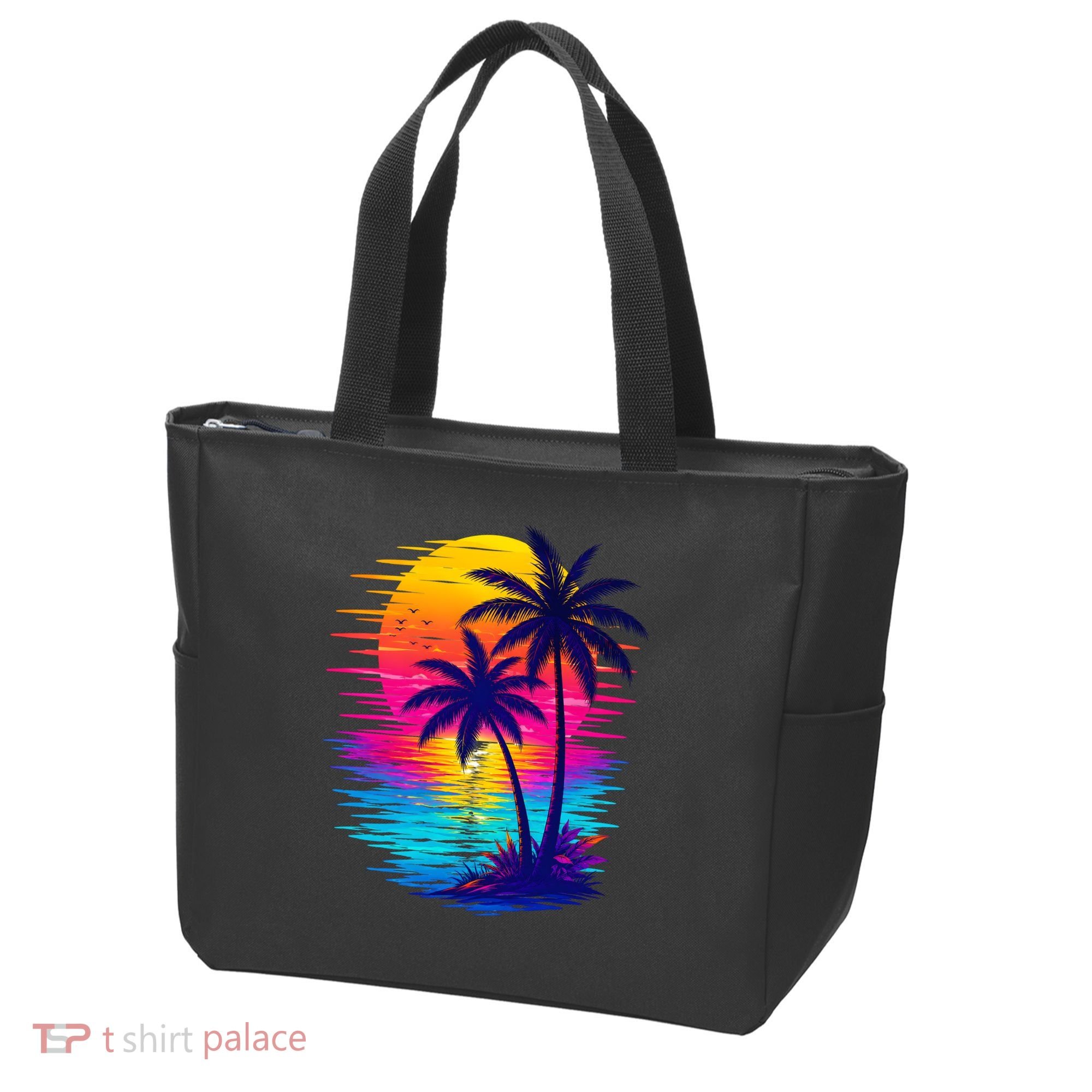 Palm Sunset Ocean Summer Beach Hawaiian Tote Bag