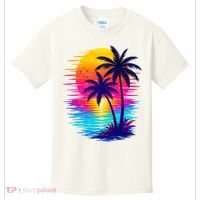 Palm Sunset Ocean Summer Beach Hawaiian Kids T-Shirt thumb 0