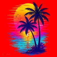 Palm Sunset Ocean Summer Beach Hawaiian Santa Hat thumb 1