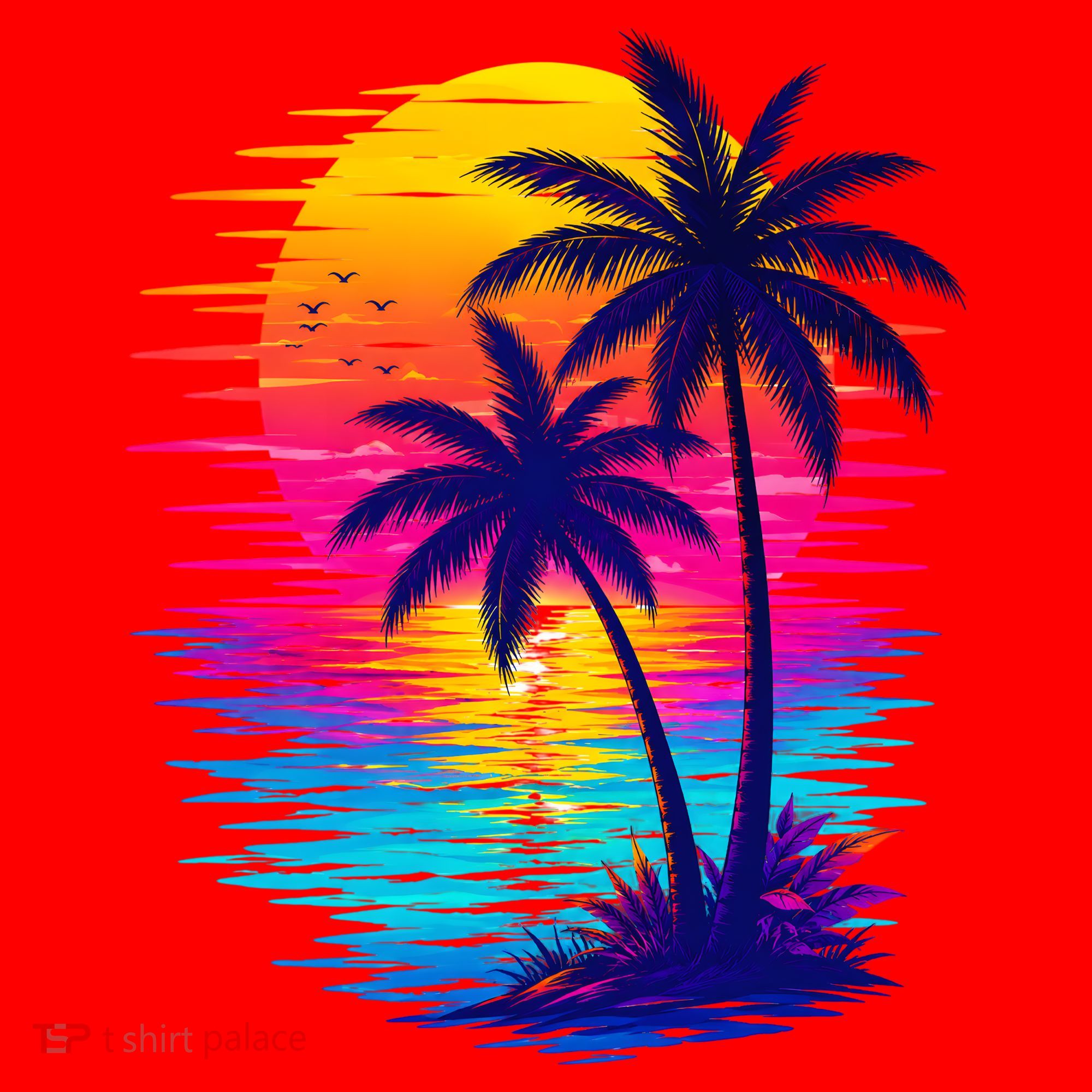 Palm Sunset Ocean Summer Beach Hawaiian Santa Hat