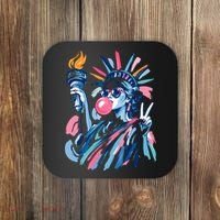 Preppy Statue Of Liberty Blowing Bubble Gum 4th Of July  Coaster thumb 0