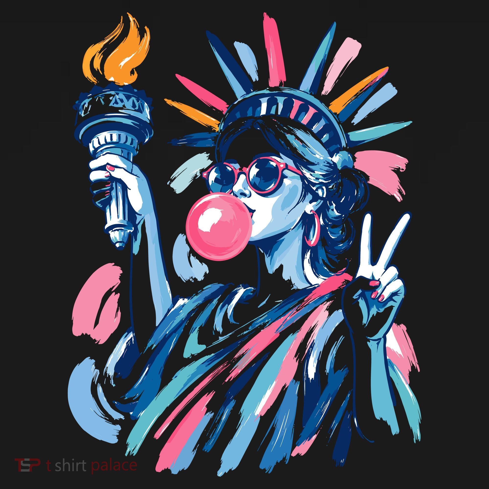 Preppy Statue Of Liberty Blowing Bubble Gum 4th Of July  Coaster