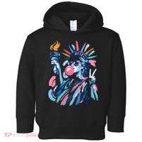 Preppy Statue Of Liberty Blowing Bubble Gum 4th Of July  Toddler Hoodie thumb 0