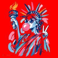 Preppy Statue Of Liberty Blowing Bubble Gum 4th Of July  Santa Hat thumb 1
