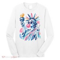 Preppy Statue Of Liberty Blowing Bubble Gum 4th Of July  Long Sleeve Shirt thumb 0
