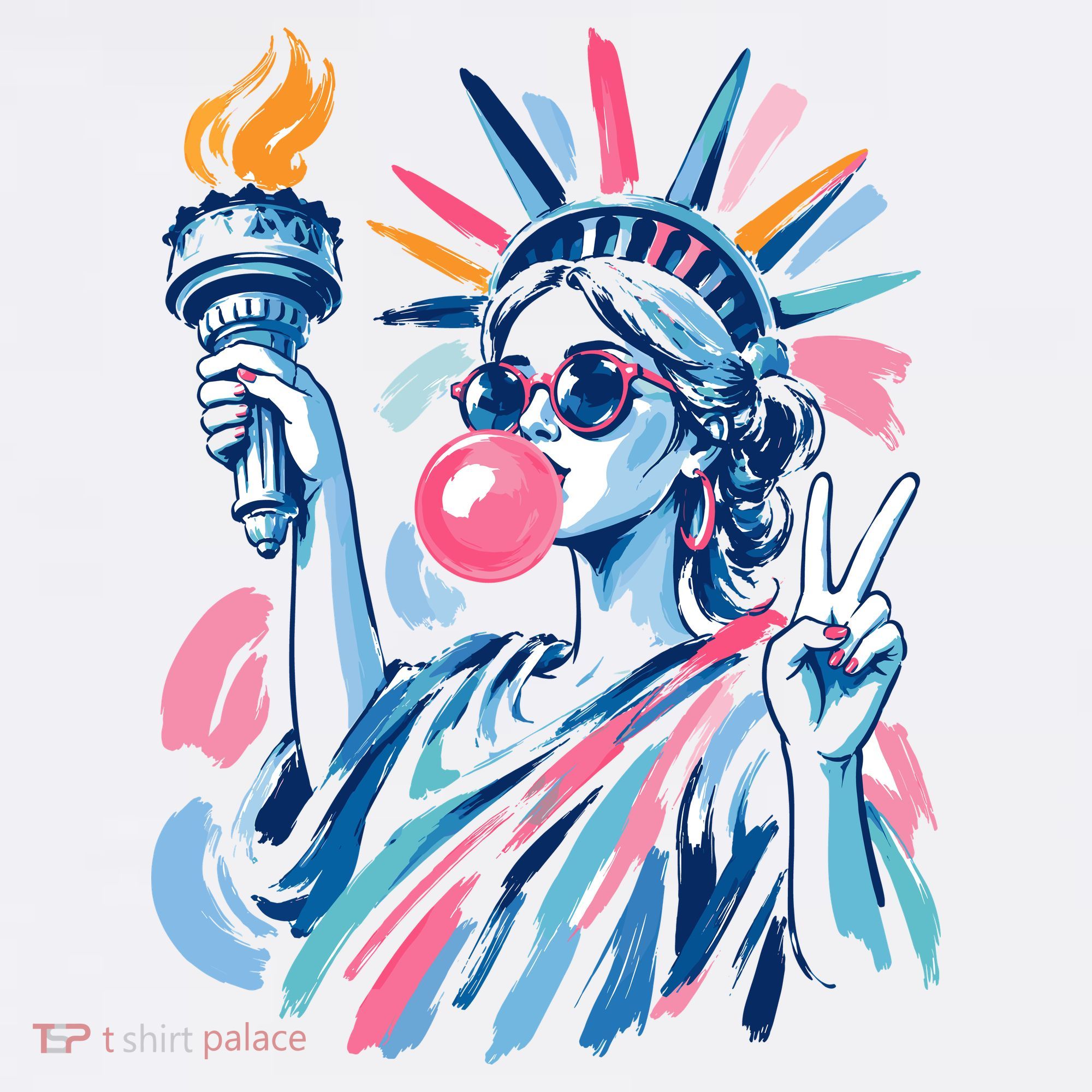 Preppy Statue Of Liberty Blowing Bubble Gum 4th Of July  Apron
