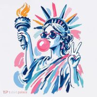 Preppy Statue Of Liberty Blowing Bubble Gum 4th Of July  Sweatshirt thumb 3