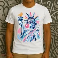 Preppy Statue Of Liberty Blowing Bubble Gum 4th Of July  T-Shirt thumb 3
