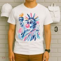 Preppy Statue Of Liberty Blowing Bubble Gum 4th Of July  T-Shirt thumb 6