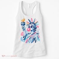 Preppy Statue Of Liberty Blowing Bubble Gum 4th Of July  Women's Tank Top thumb 0