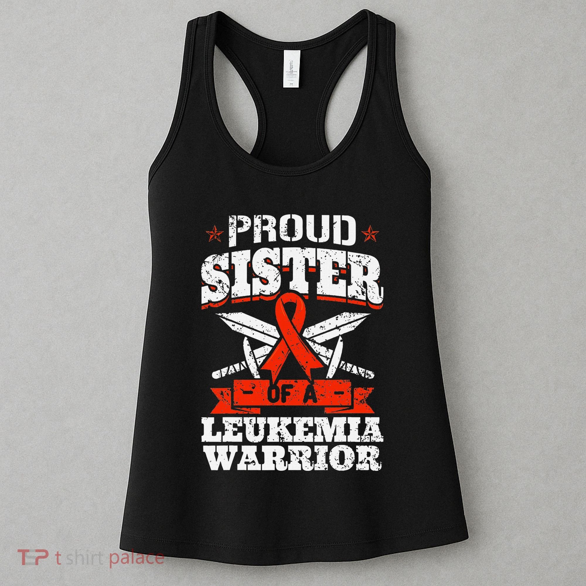 Proud Sister Of A Leukemia Warrior Sis Awareness Ribbon Women's Tank Top