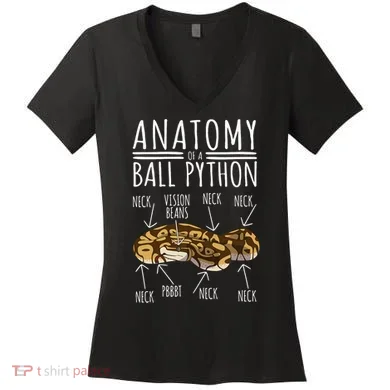 Python Snake Owner Anatomy Of A Ball Python Women's V-Neck T-Shirt