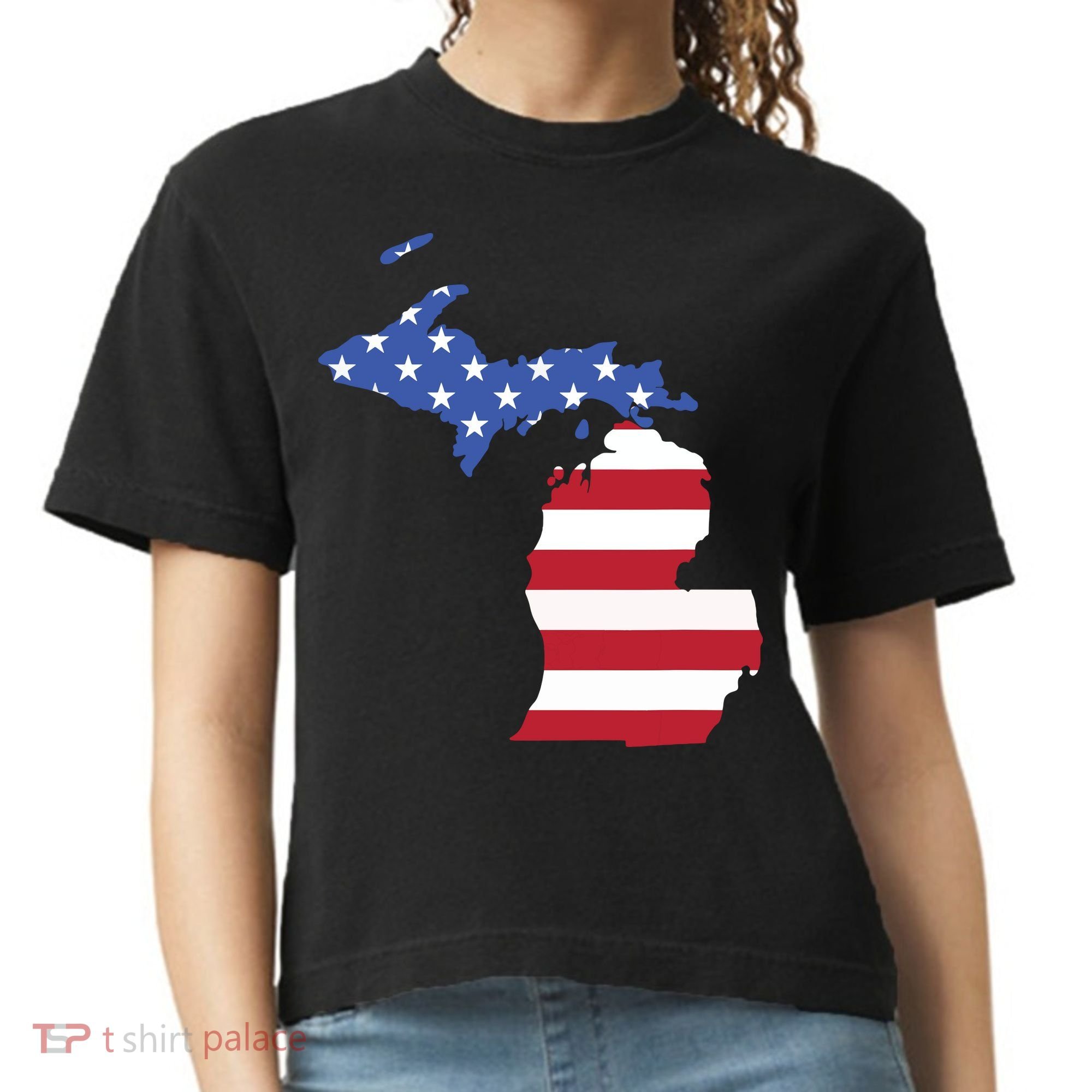 Patriotic State Of Michigan Usa Flag Comfort Colors Boxy T-Shirt