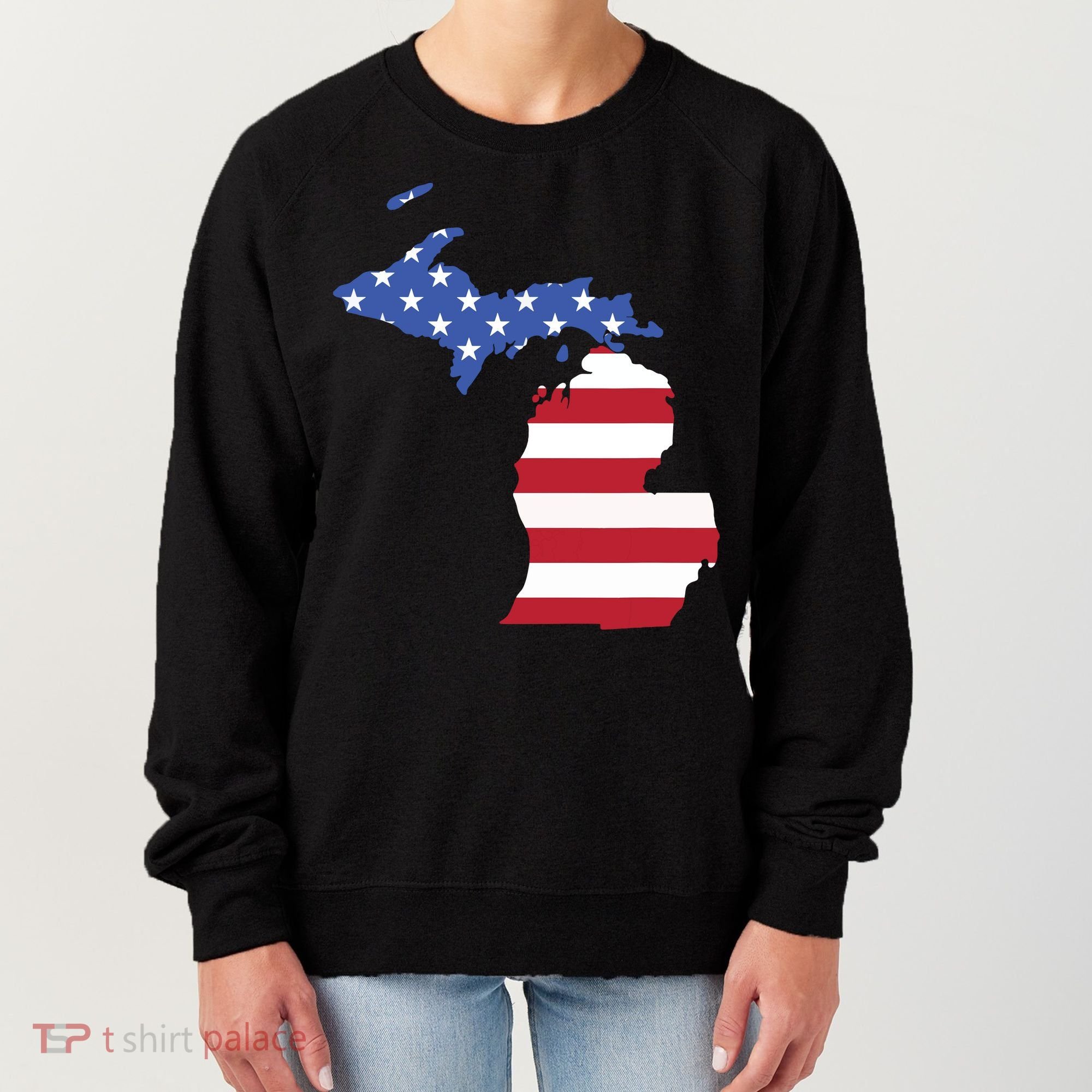 Patriotic State Of Michigan Usa Flag Women's Sweatshirt
