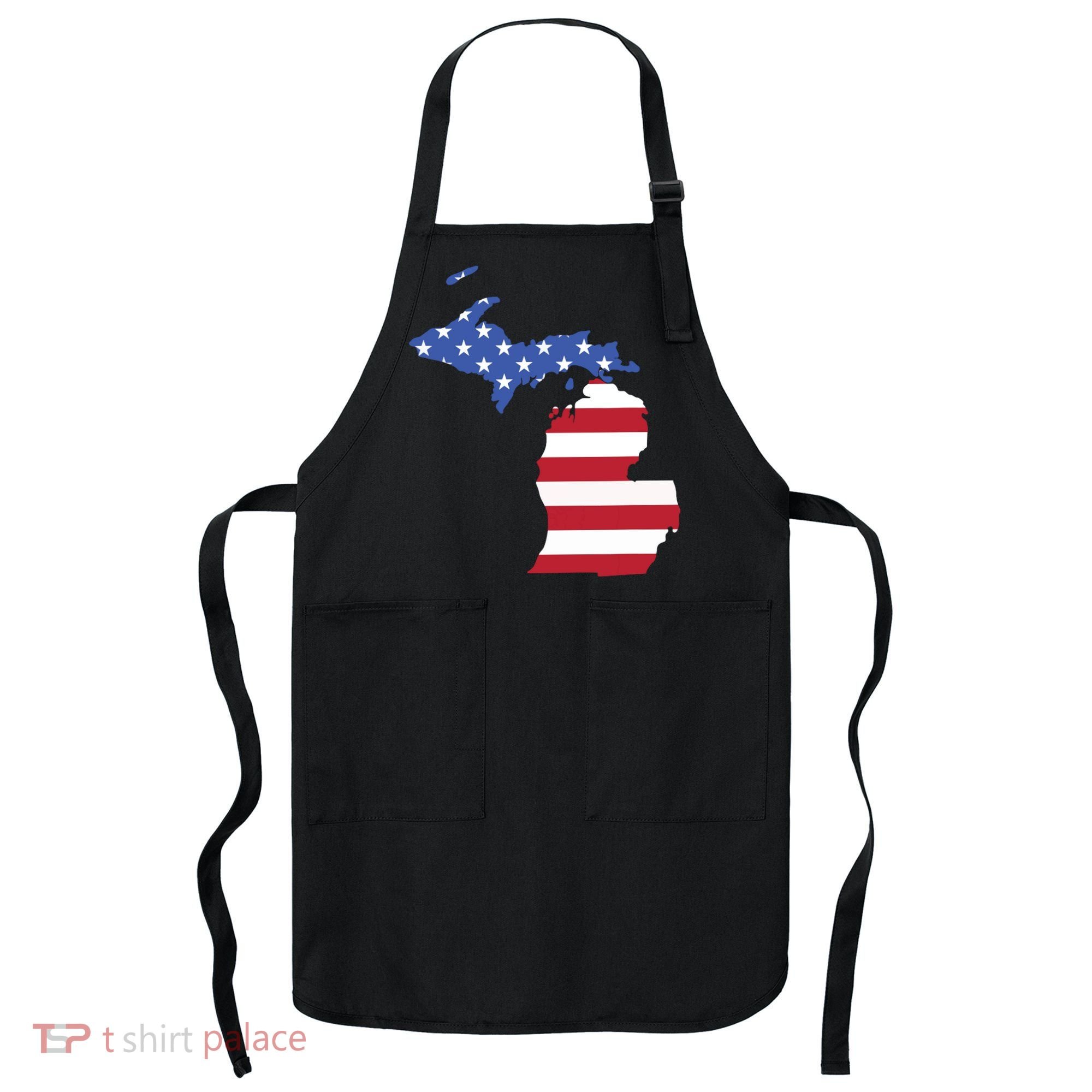 Patriotic State Of Michigan Usa Flag Apron