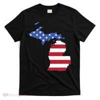 Patriotic State Of Michigan Usa Flag T-Shirt thumb 0