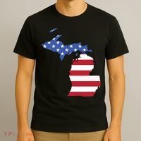 Patriotic State Of Michigan Usa Flag T-Shirt thumb 3