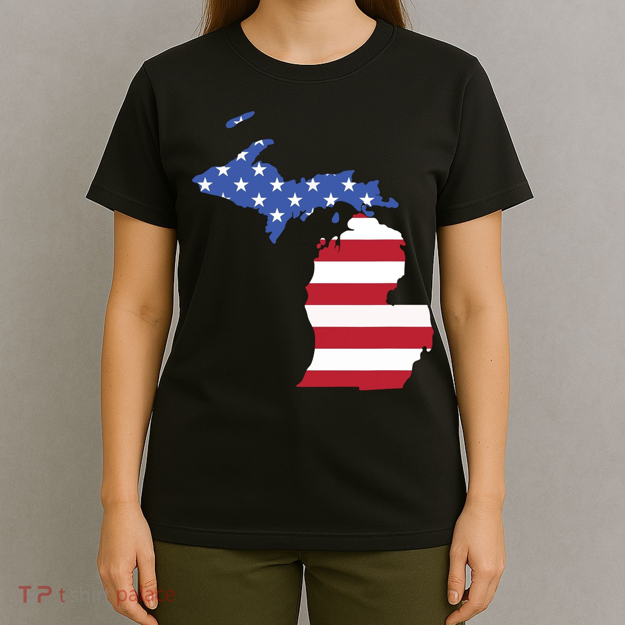 Patriotic State Of Michigan Usa Flag T-Shirt