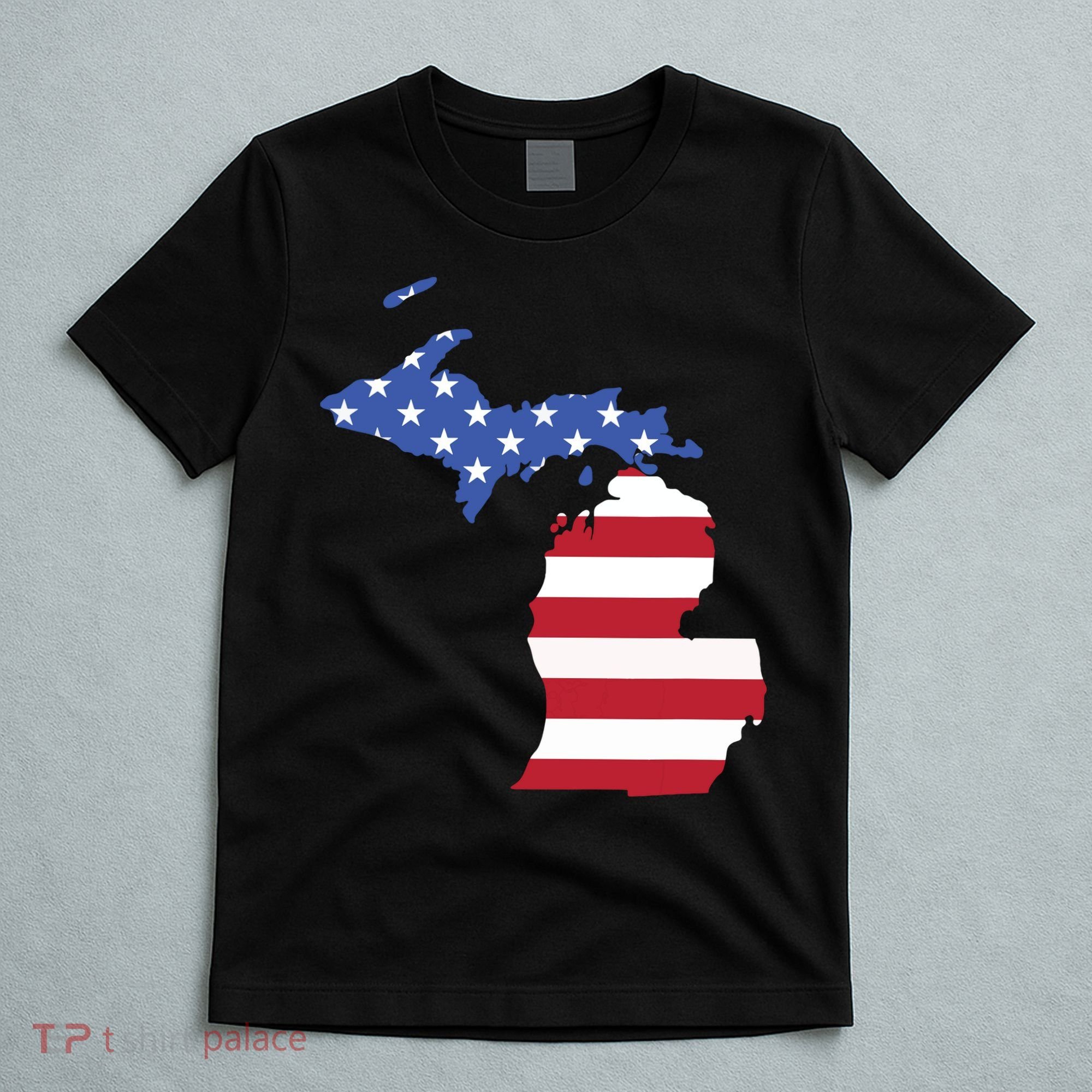 Patriotic State Of Michigan Usa Flag T-Shirt