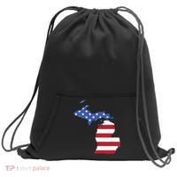Patriotic State Of Michigan Usa Flag Sweatshirt Cinch Pack Bag thumb 0