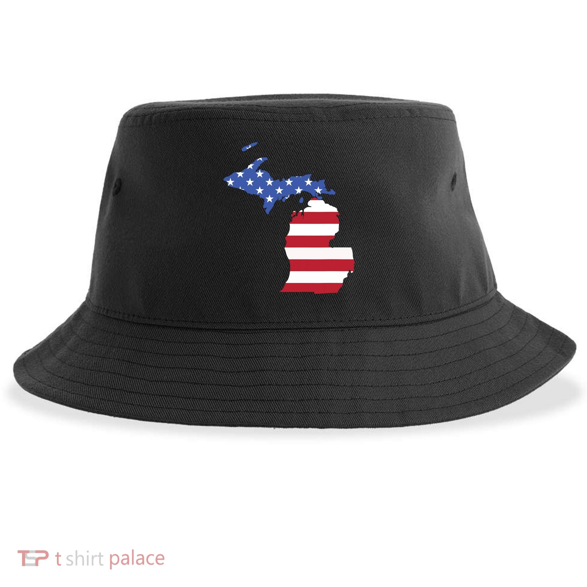 Patriotic State Of Michigan Usa Flag Sustainable Bucket Hat