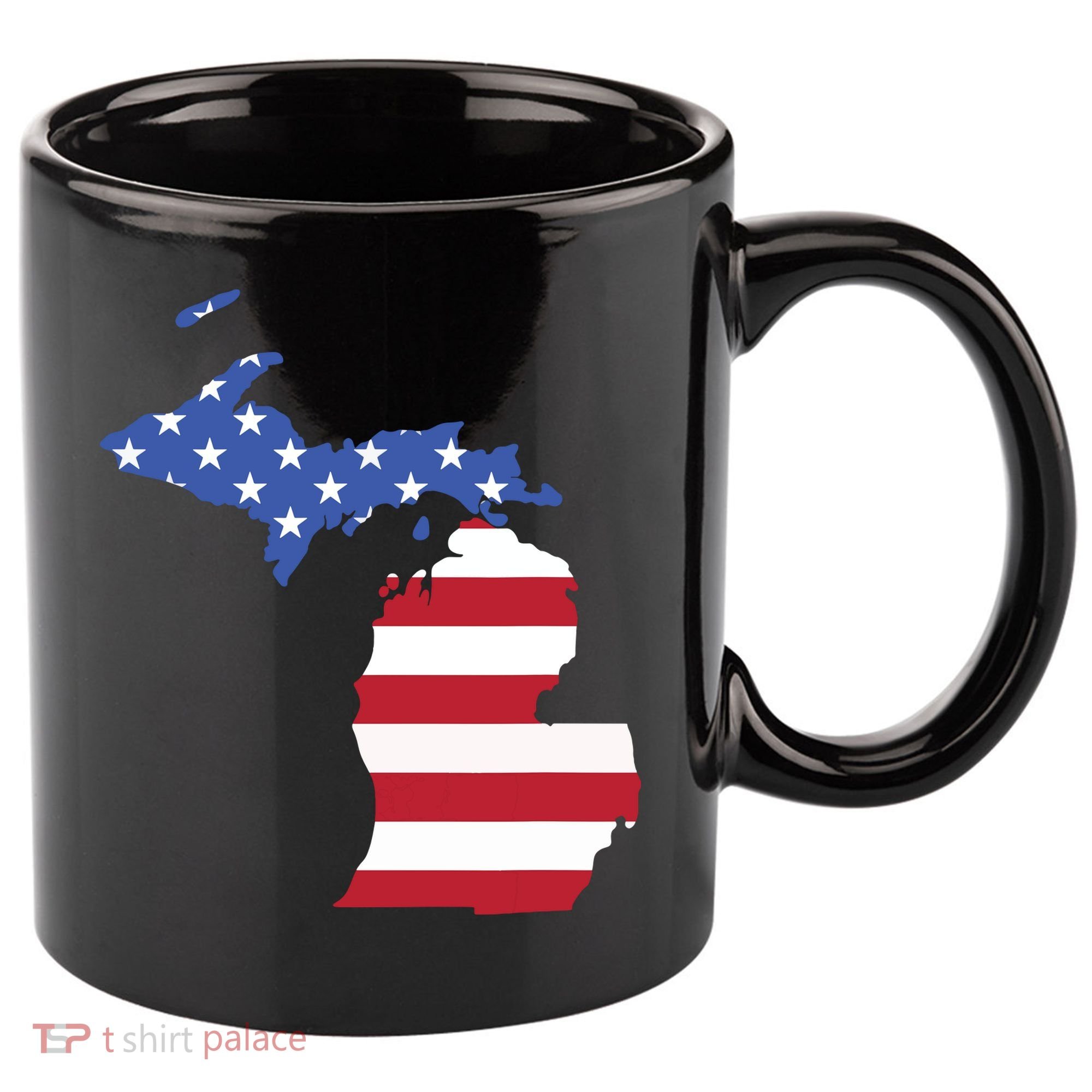 Patriotic State Of Michigan Usa Flag 11oz C Handle Ceramic Mug