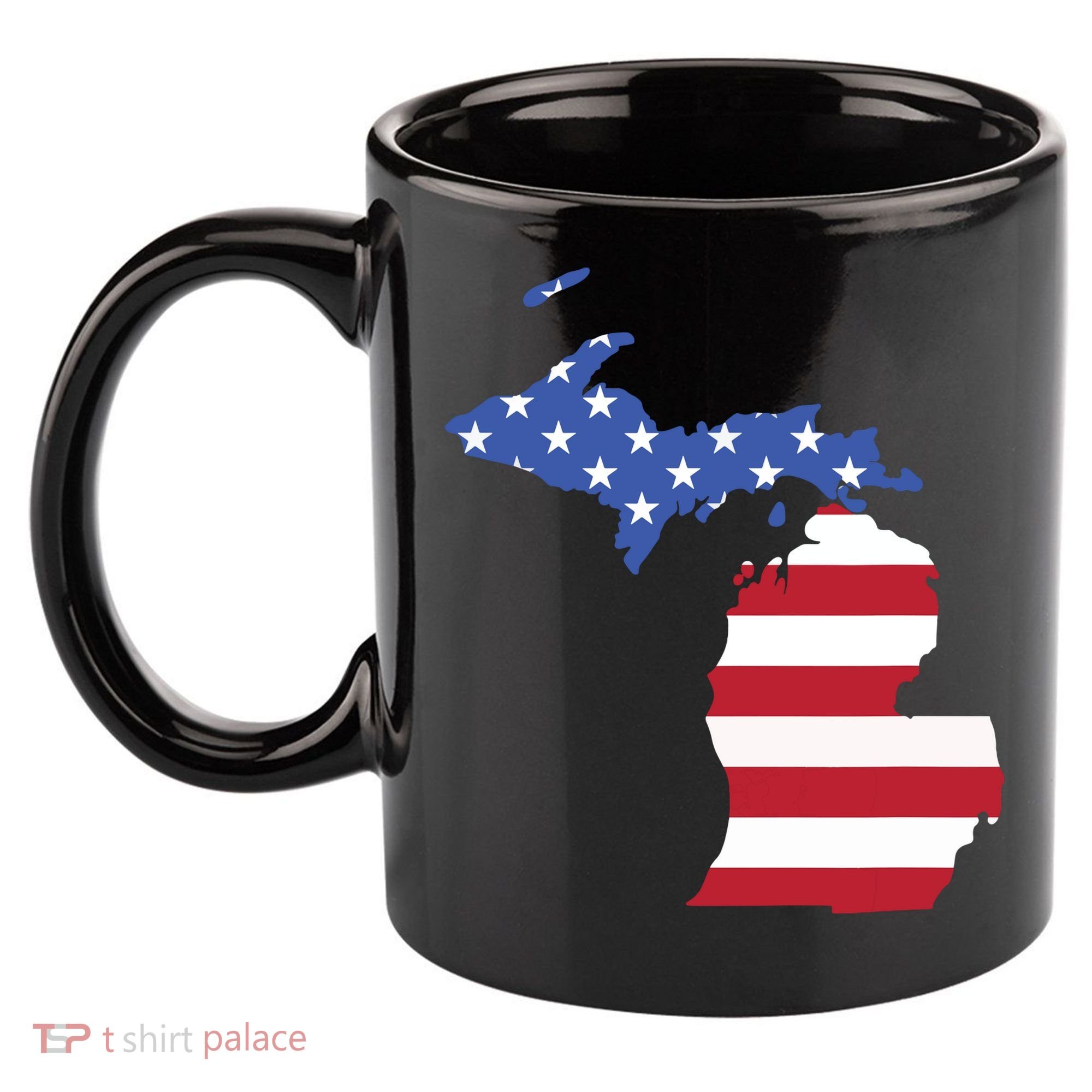 Patriotic State Of Michigan Usa Flag 11oz C Handle Ceramic Mug