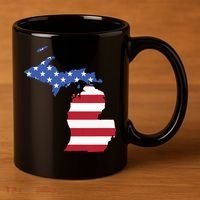 Patriotic State Of Michigan Usa Flag 11oz C Handle Ceramic Mug thumb 3