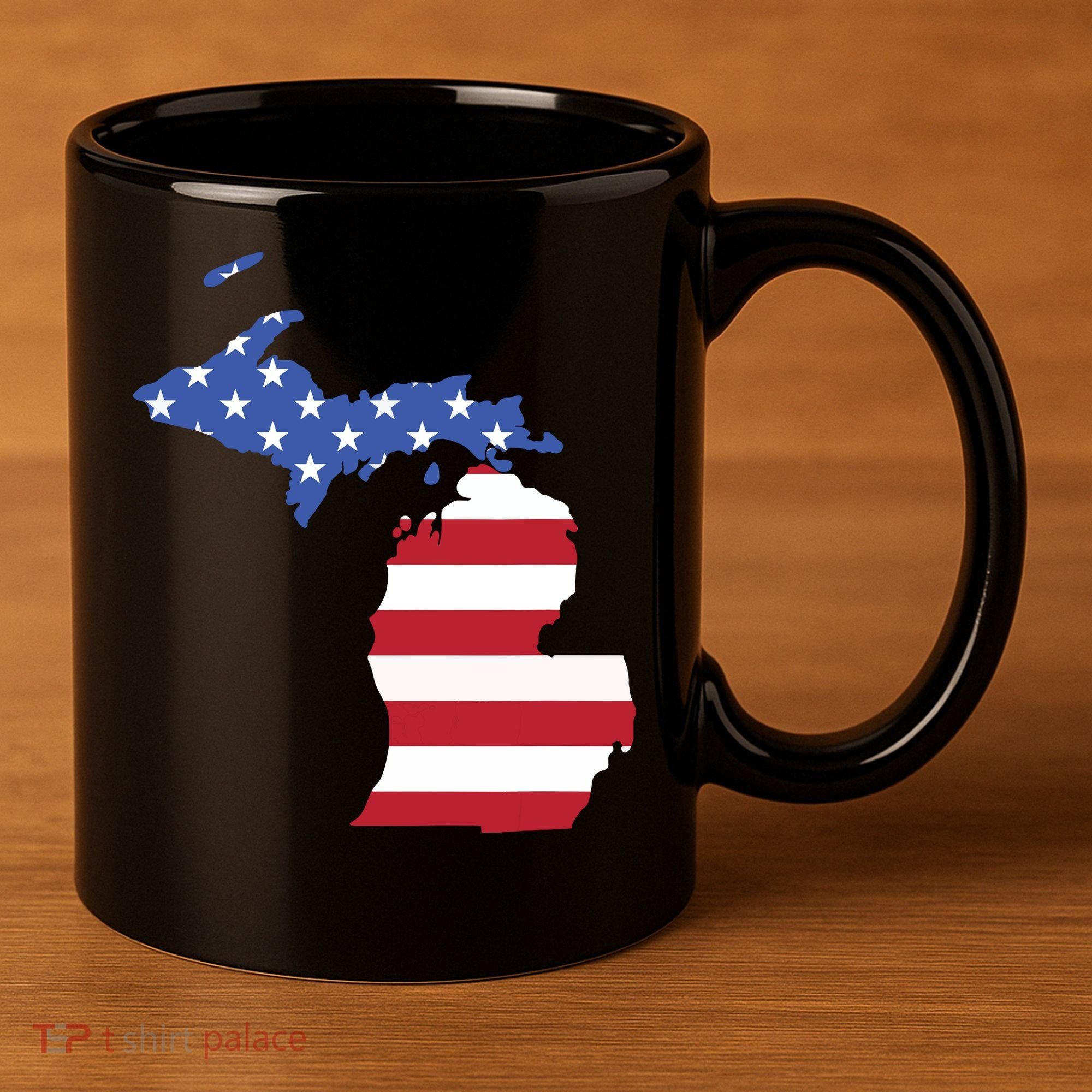 Patriotic State Of Michigan Usa Flag 11oz C Handle Ceramic Mug