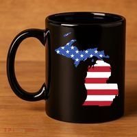 Patriotic State Of Michigan Usa Flag 11oz C Handle Ceramic Mug thumb 4